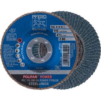 10 x PFERD POLIFAN-Fächerscheibe PFC 115 Z 80 SG POWER STEELOX | 67788116