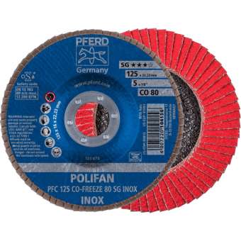 10 x PFERD POLIFAN-Fächerscheibe PFC 125 CO-FREEZE 80 SG INOX | 67712580