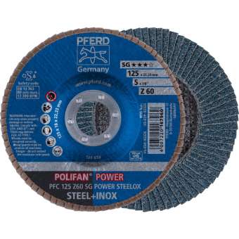 10 x PFERD POLIFAN-Fächerscheibe PFC 125 Z 60 SG POWER STEELOX | 67786125