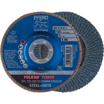 10 x PFERD POLIFAN-Fächerscheibe PFC 125 Z 80 SG POWER STEELOX | 67788126